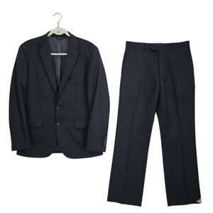 Brooks Brothers 1818 Milano Suit Jacket 40S & Pants 34 Dark Blue Wool Set Italy